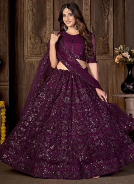 Purple Colour Zeeya Rang Varni New Designer Party Wear Net Lehenga Choli Collection 9001